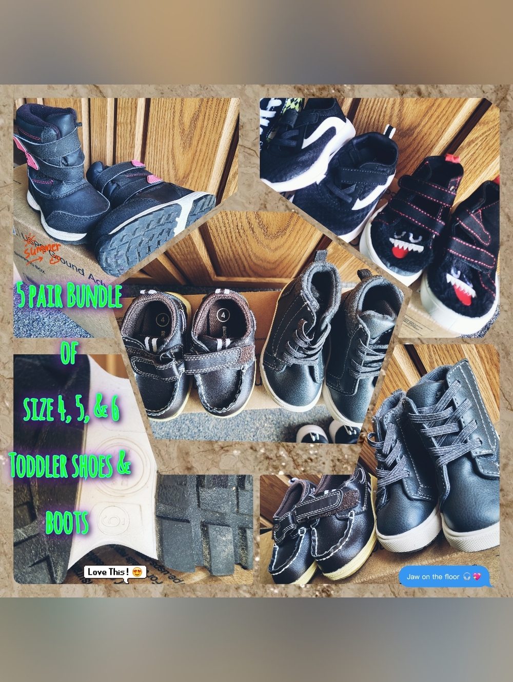 5 Pair Bundle Toddler Shoes & Boots Size 4 , 5 , & 6
